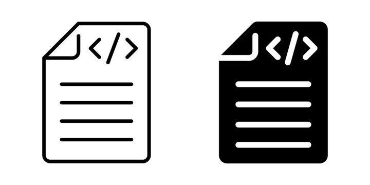 Code file icon for programming. Silhouette and line style.