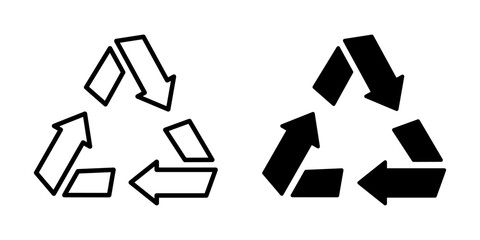 Recycling symbol icon with three arrows. Silhouette and line style.
