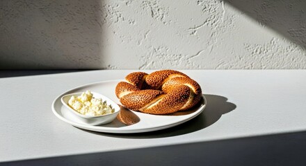Modern Turkish Breakfast Close-up With Architectural Shadows and Sleek Design