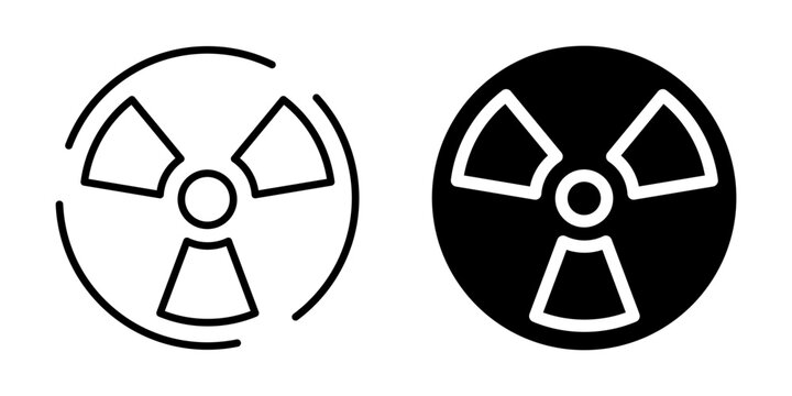 Radiation hazard icon in circular symbol. Silhouette and line style.