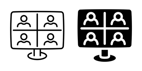 Video conference icon. Linear and silhouette style.