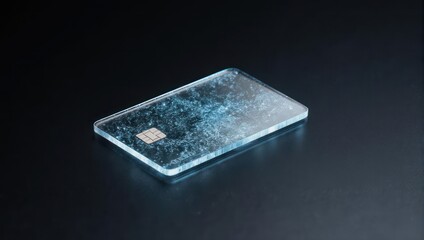 Transparent Credit Card with Abstract Blue and White Swirls.