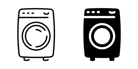 Washing machine icon. Line and silhouette style.