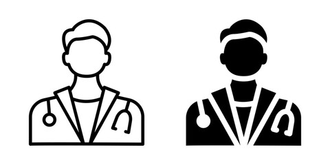 Medical doctor icon. Line and silhouette style.