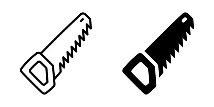 Hand saw icon. Line and silhouette style.
