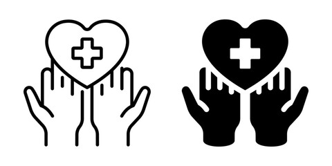 Obraz premium Health support icon. Line and silhouette style.
