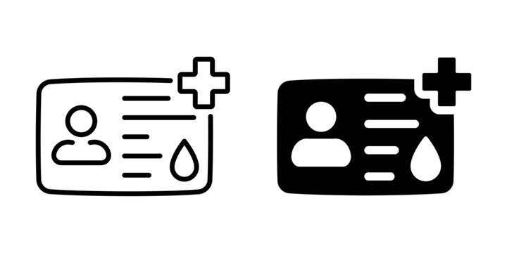 Medical card icon. Line and silhouette style.