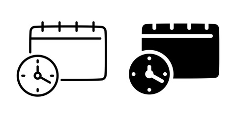 Schedule calendar time planning icon. Line and silhouette style.
