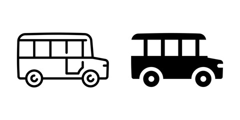 Minimalist bus icon set: bold black and white designs for transport themes © LOBSTER LARRY