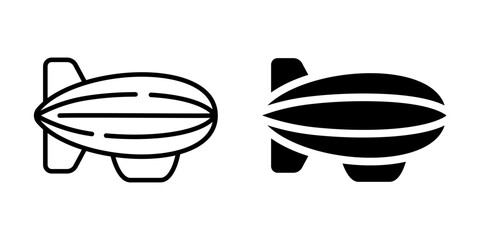 Minimalist monochrome airship icons in linear and silhouette styles © LOBSTER LARRY