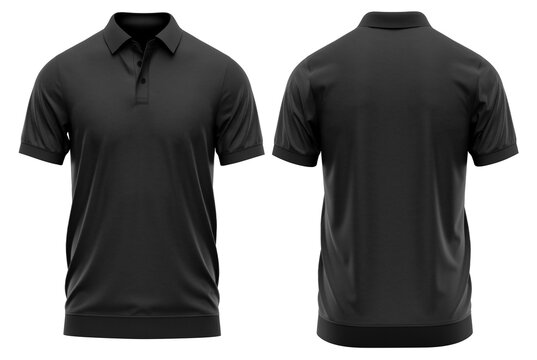 Polo shirt short sleeve with cuff rib hem and rib collar, men&rsquo;s style, 2-button placket. High-quality apparel design ( Black color )