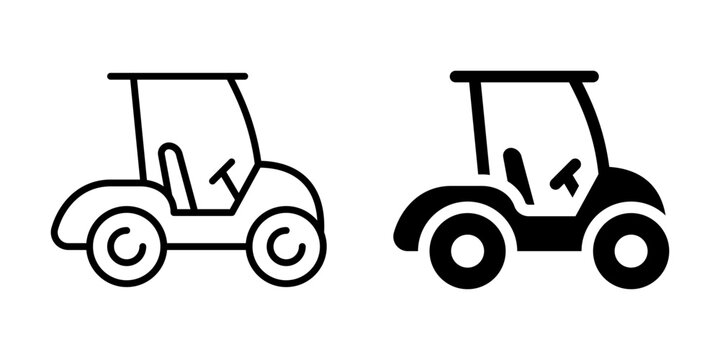 Minimalist black and white golf cart icons for design projects