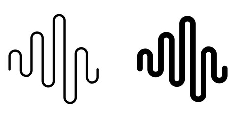 Minimalist sound wave icons: black and white curved line art collection