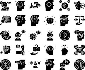 Critical Thinking Process Vector Glyph Icon Set