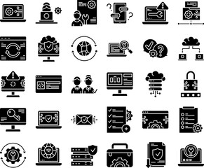 IT Service Vector Glyph Icon Set
