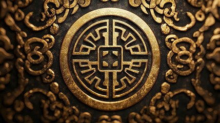 Heritage symbol of wealth in traditional asia goldtoned iconography gigapixel detailing cultural significance