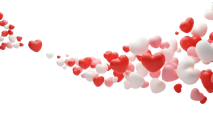 Floating hearts isolated on transparent background