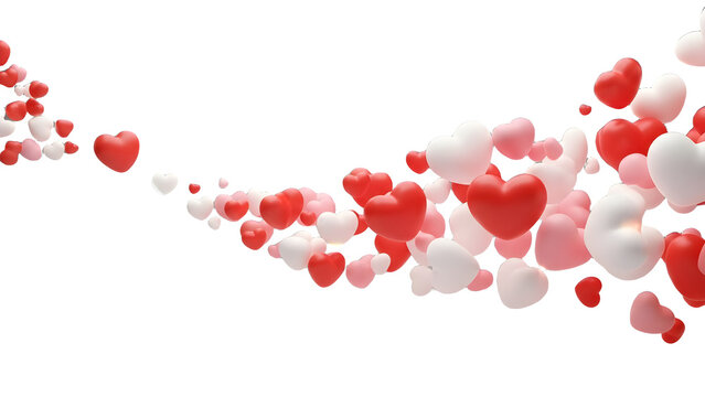 Floating hearts isolated on transparent background