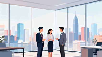 Business meeting in office with city view © Scuti