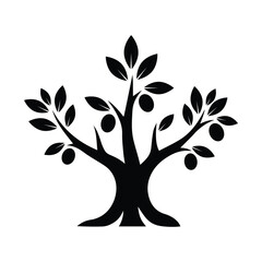 Obraz premium Olive Tree Silhouette Vector Illustration - Olive tree Icon