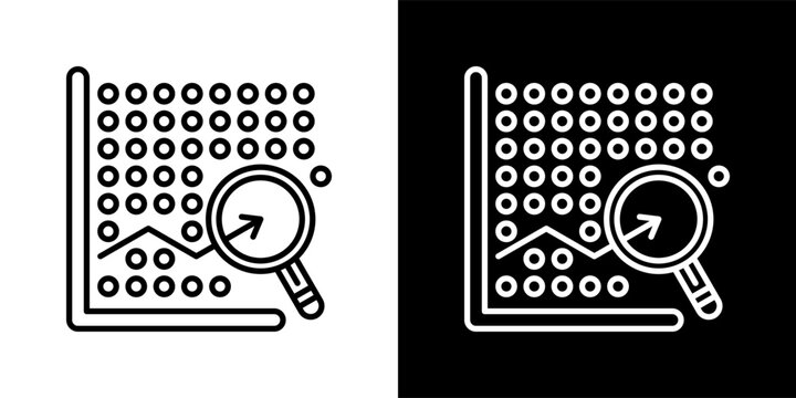 correlation icon set in black and white outline vector illustration