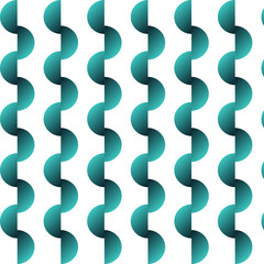 Seamless Vertical Geometric Pattern with Wavy Abstract Shapes in Teal and Turquoise Gradient