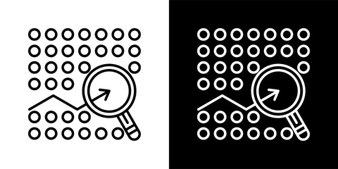 cluster analysis icon set in black and white outline vector illustration