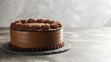 Decadent Chocolate Cake With Frosting And Sprinkles On Slate Stand