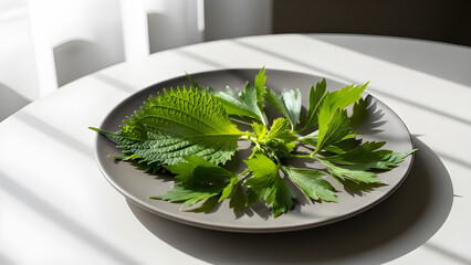 Fresh aromatic herbs styled on ceramic plate in a calm indoor culinary scene with modern editorial feel Isolated on White background