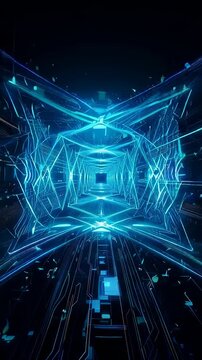 Captivating Futuristic Digital Tunnel Experience: A Hypnotic Journey Through Illuminated Geometric Patterns and Advanced Circuitry in a Stunning Visual Showcase