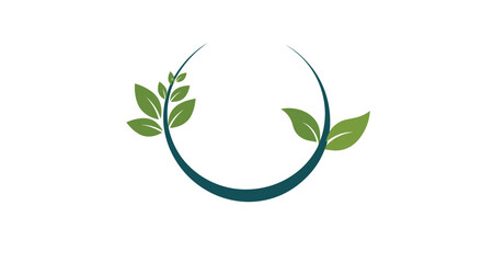 Abstract circular logo design with green organic leaves symbolising growth, nature, and environmental sustainability concepts.