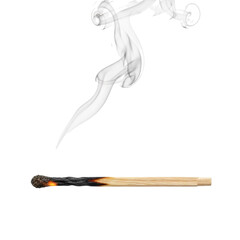 Burning matchstick with smoke
