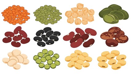 Assorted collection of beans and legumes