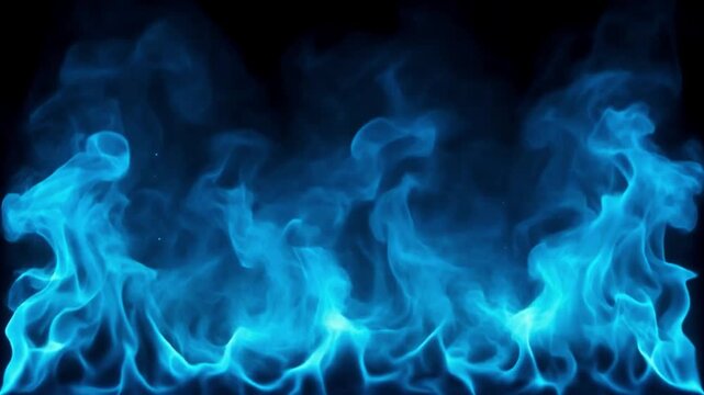 Soft blue flame fog with diffused glowing particles, isolated on black, perfect for overlay or PNG alpha channel compositing.