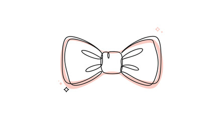 Fototapeta premium A minimalist and elegant continuous line drawing of a bow tie with a soft pink color accent, creating a charming and modern design.
