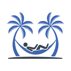 Person relaxing in a hammock symbol
