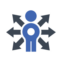Person standing at a crossroads icon