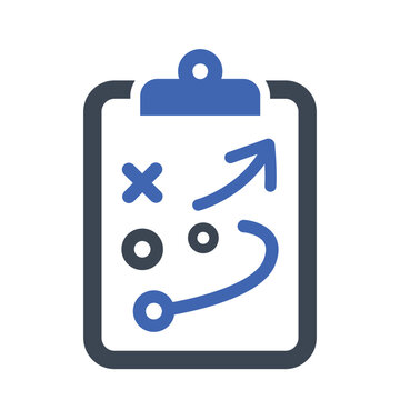 Play outlined on a clipboard icon