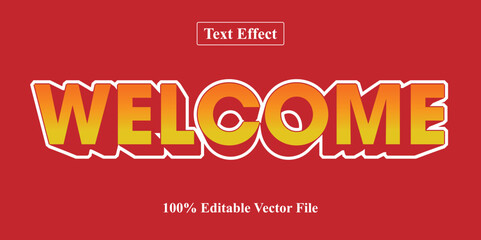 Editable text effect. Vibrant Welcome Word Art with Shadow Effect