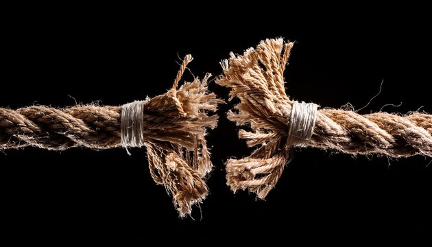 Broken Rope On Black Background Frayed Frayed Rope Breaking