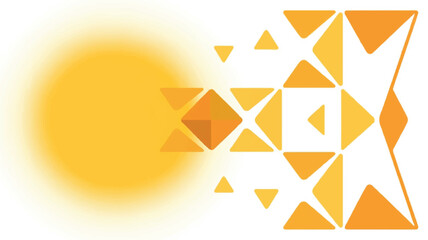 Abstract geometric background with a 3d golden star icon set and glossy triangle pattern for a shiny Christmas web button design element illustration