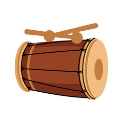 Illustration of a traditional drum, a percussion instrument often played during Ramadhan celebrations