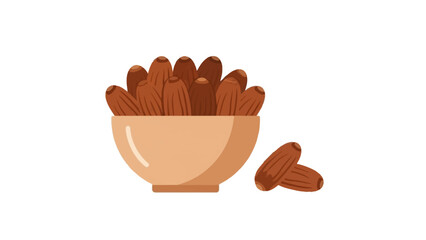A heartwarming illustration of wholesome organic dates, beautifully arranged in a rustic bowl, embodying the spirit of communal meals and healthy sustenance during the blessed Ramadhan season