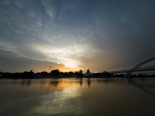sunset over the river