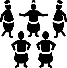 four musicians playing traditional instruments in silhouette, representing ethnic music and cultural performance art, isolated on grey background