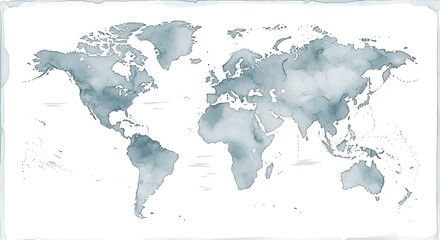 Watercolor World Map - A Detailed and Artistic Representation.