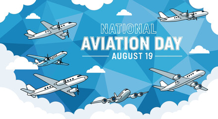 National Aviation Day August 19 Celebration with Vintage and Modern Airplanes Flying