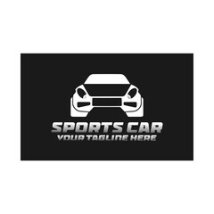 Abstract car silhouette logo design template with dark grey background