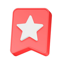 bookmark icon 3d rendering red button