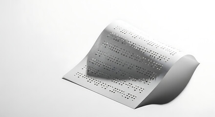 Close up of braille paper sheet with raised dots on a transparent background